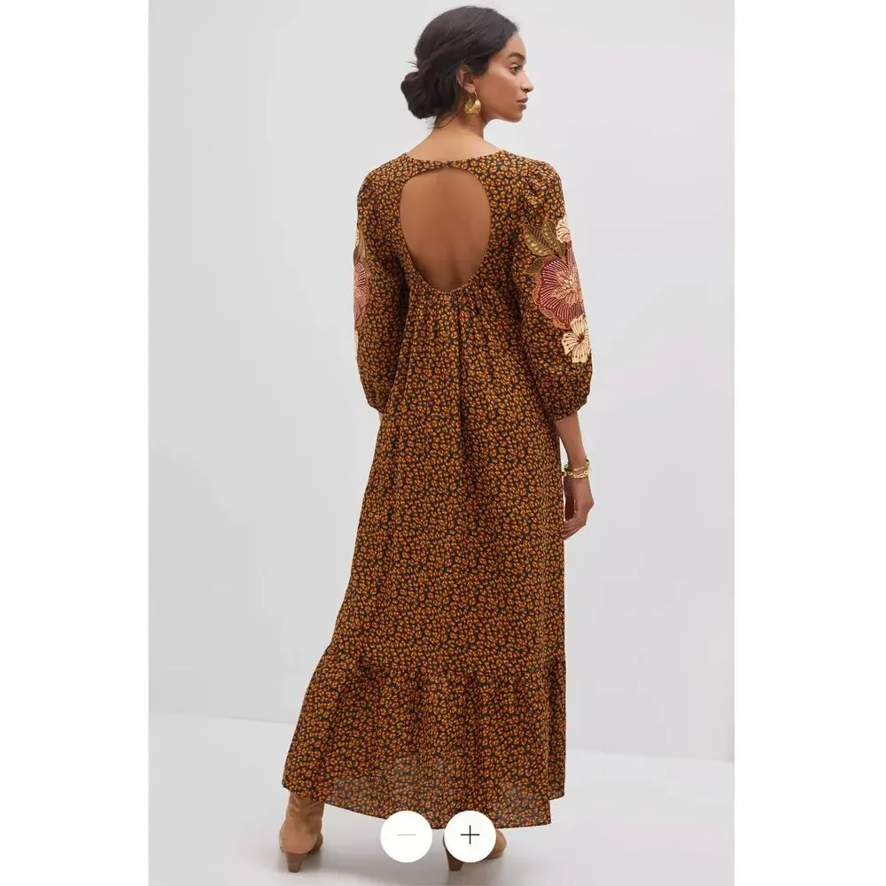 Farm Rio Anthropologie Embroidered Maxi Dress  // S - Picture 2 of 16